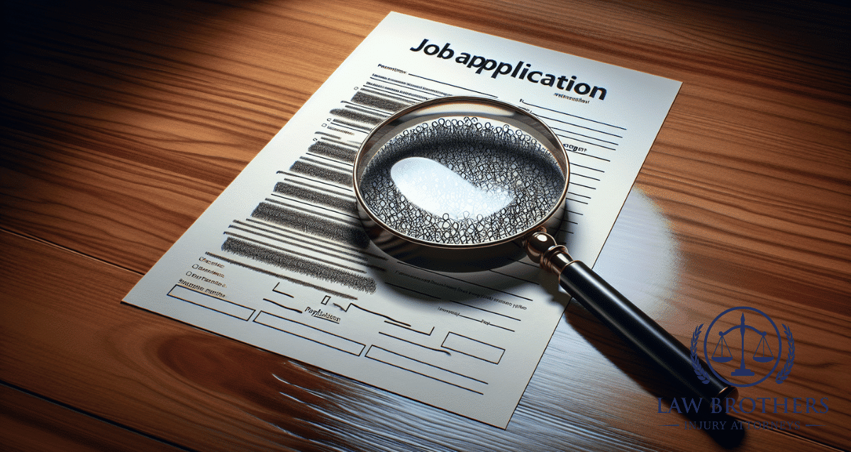 Illustration of a magnifying glass over a job application form